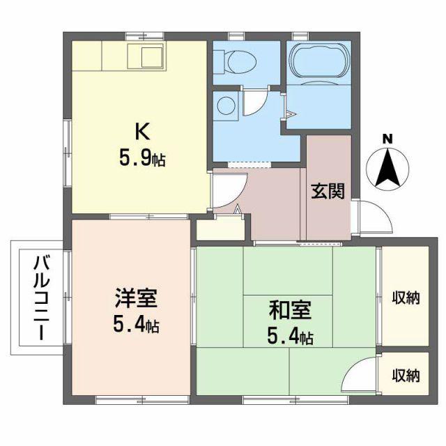 シャーメゾン山中(2K/2階)の間取り写真