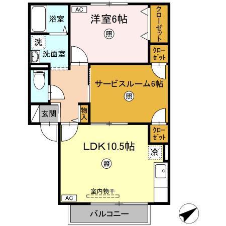 TMKホープI M棟(1LDK/1階)の間取り写真