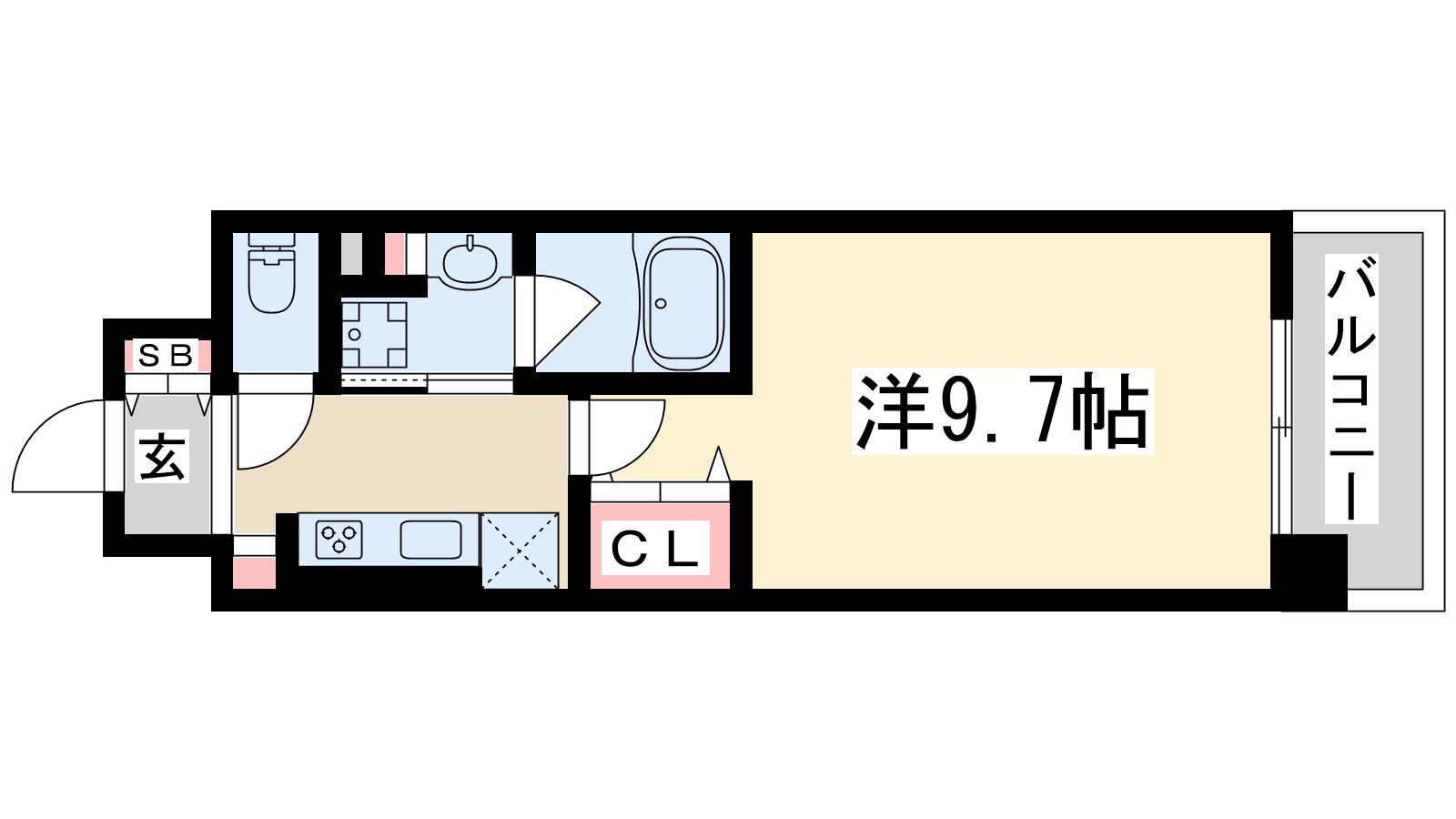 ラルシェパルク新大阪(1K/3階)の間取り写真
