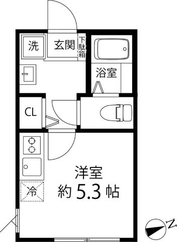 TS CUORE三ツ境II(ワンルーム/1階)の間取り写真