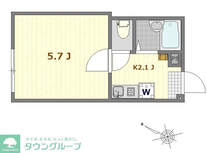 WELL-BEING八幡山(1K/1階)の間取り写真