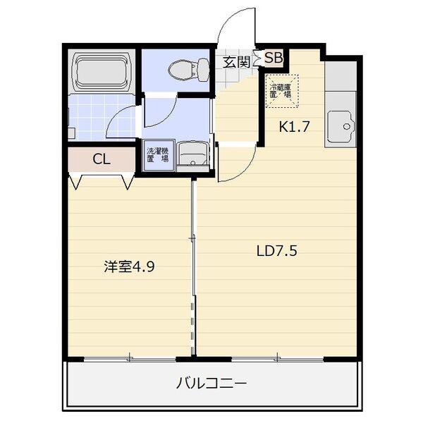 DUAL M Y北39条(1LDK/3階)の間取り写真
