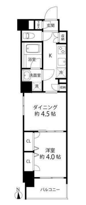 DUOSTAGE白金高輪(2K/1階)の間取り写真