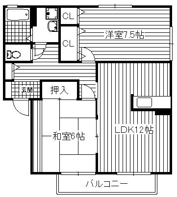 セフリー松木(2LDK/2階)の間取り写真