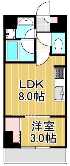 クレストコート北千住レジデンス(1LDK/3階)の間取り写真