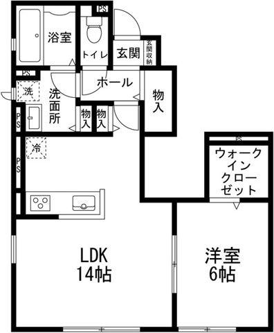 ル・モン・オII(1LDK/1階)の間取り写真