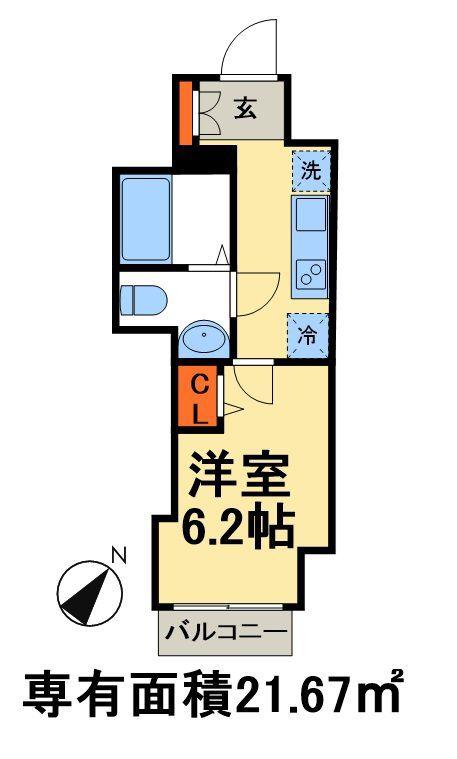 GENOVIA 西千葉(1K/8階)の間取り写真