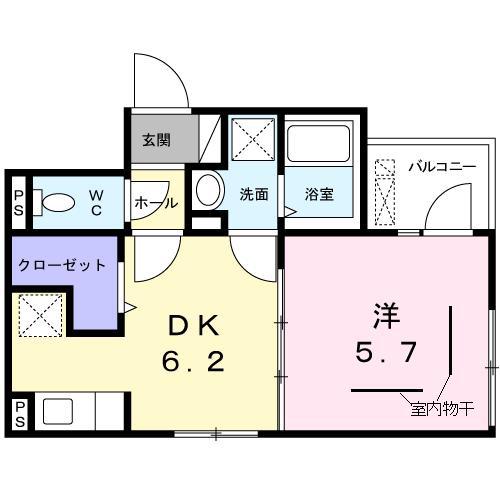 メゾン ブランドブラン(1DK/2階)の間取り写真