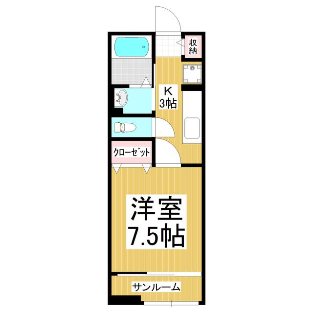 サンマロン(1K/1階)の間取り写真