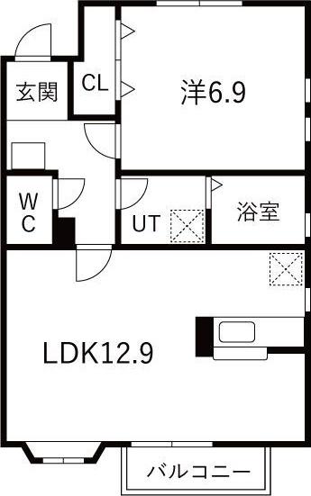 エクセラン(1LDK/1階)の間取り写真