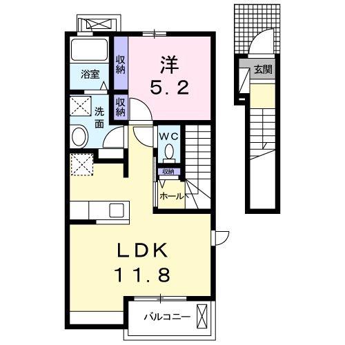 グランバレーIV(1LDK/2階)の間取り写真
