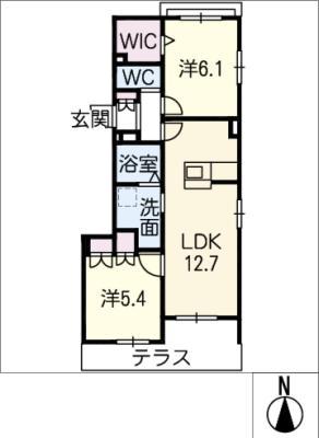 ヴェニーレ福(2LDK/1階)の間取り写真