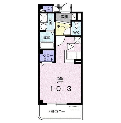 M・Yコート(ワンルーム/1階)の間取り写真