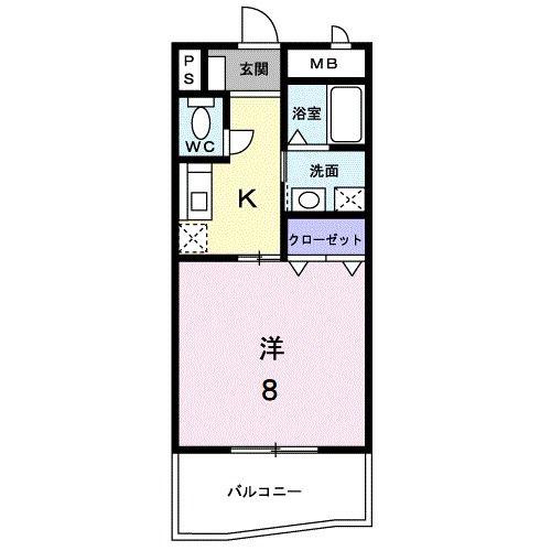 サムデイ小郡(1K/2階)の間取り写真
