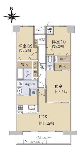 ライオンズマンション水無瀬壱番館(3LDK/8階)の間取り写真
