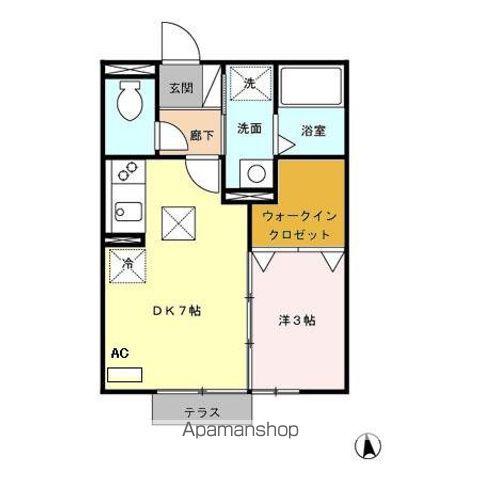 ルーチェフィオーレほうえ(1DK/1階)の間取り写真