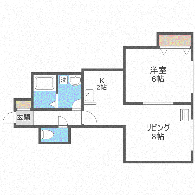 ステージノア豊平(1LDK/2階)の間取り写真