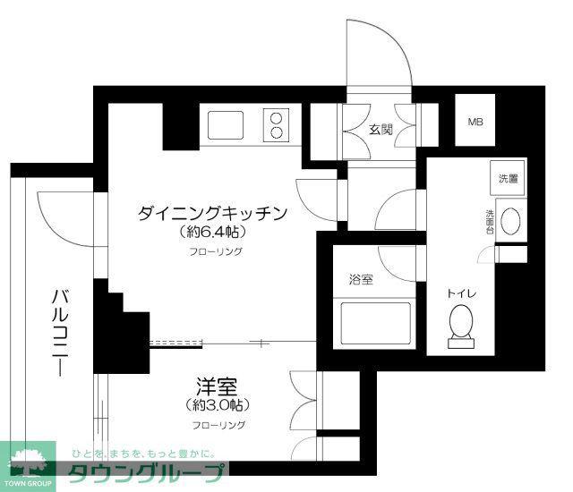 TAS田園調布レジデンス(1DK/3階)の間取り写真