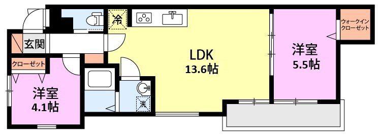 ミリアビタ夏見(1LDK/2階)の間取り写真