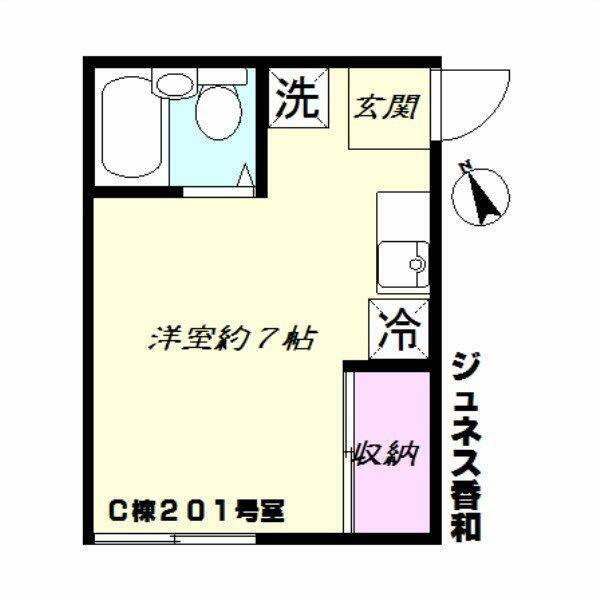 ジュネス香和C棟(ワンルーム/2階)の間取り写真
