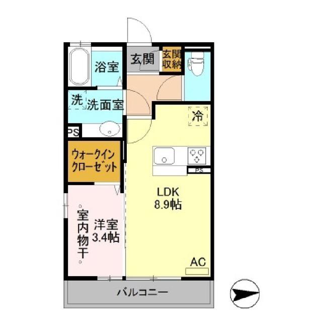 レジェーロ宇木(1LDK/3階)の間取り写真