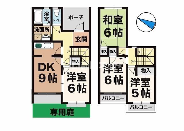 タウンハウス今寺1A(4DK/1階)の間取り写真