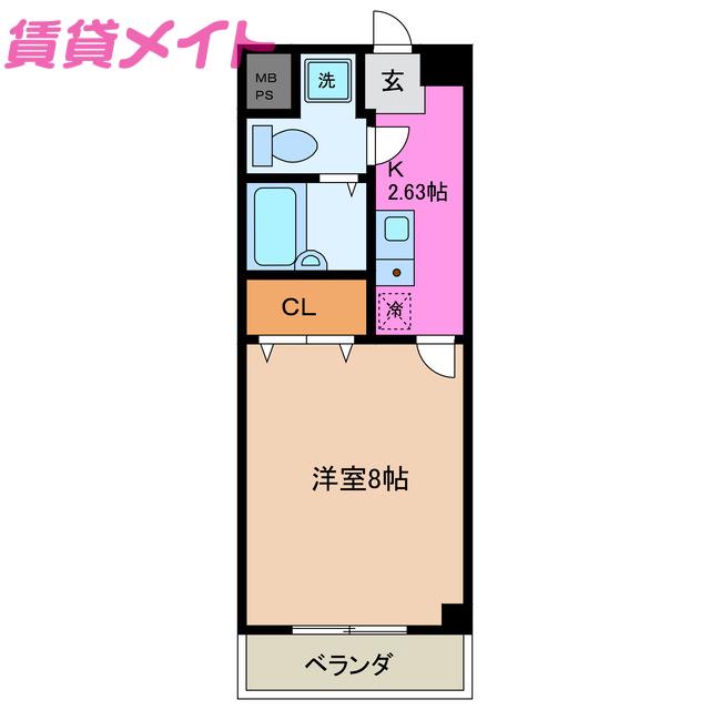 サニーヒルズあい(1K/3階)の間取り写真