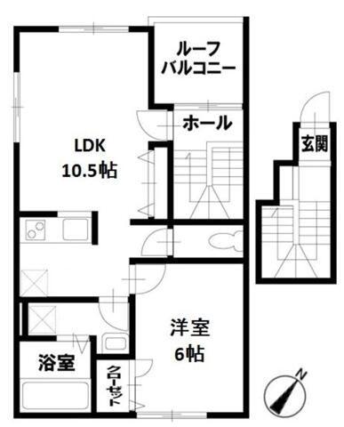 グリーンフォレスト(1LDK/2階)の間取り写真