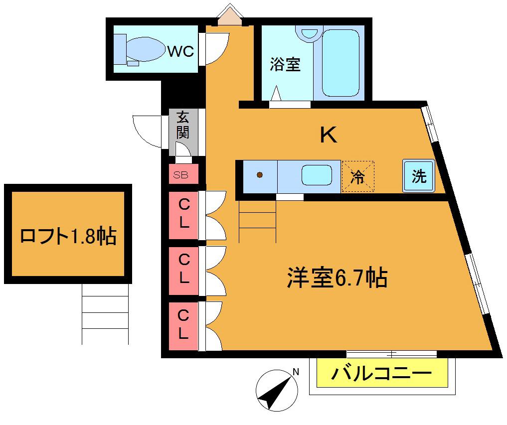 ロミオ&ジュリエットII(1K/2階)の間取り写真