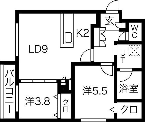 ONE-KIKUSUI(2LDK/3階)の間取り写真