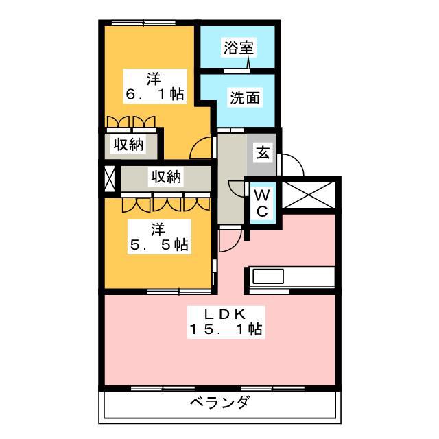 サンコート岐南(2LDK/2階)の間取り写真