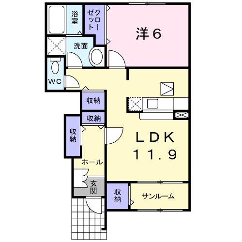 エルドラードI(1LDK/1階)の間取り写真