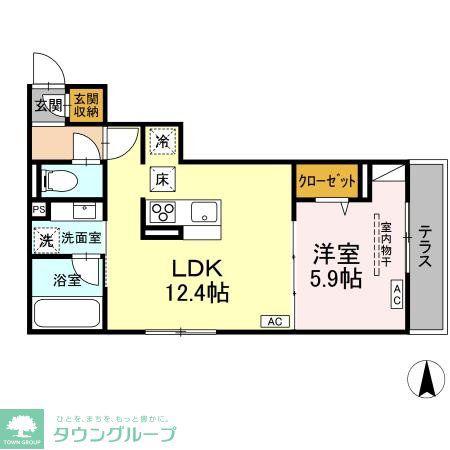 D-PRECIOUS深大寺東町(1LDK/1階)の間取り写真