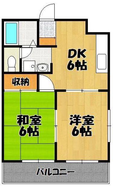 Jハイム周船寺(2DK/2階)の間取り写真