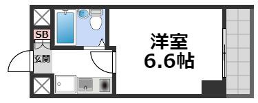 シティピア玉造(1K/6階)の間取り写真