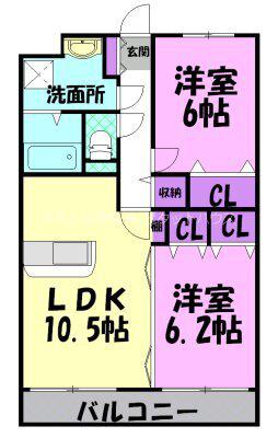 Y&MドリームIII(2LDK/3階)の間取り写真