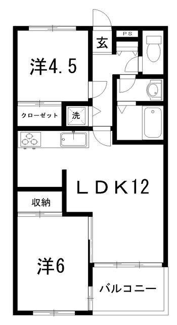 桜ハウス(2LDK/2階)の間取り写真