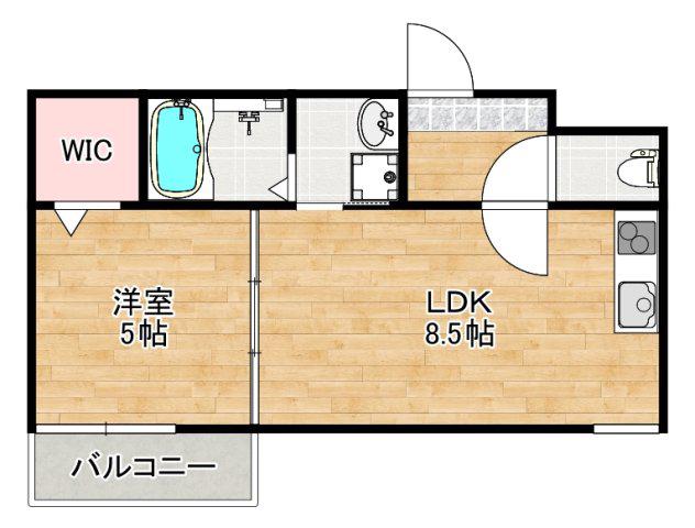 フジパレス駒川中野VI番館(1LDK/2階)の間取り写真