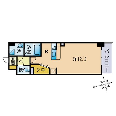 LUXCAS FUKUOKA イースト(ワンルーム/2階)の間取り写真