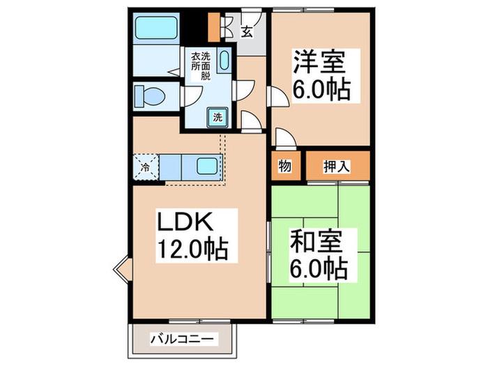 フォーリストヒル(2LDK/2階)の間取り写真