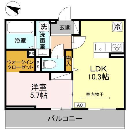 アザレアB(1LDK/2階)の間取り写真