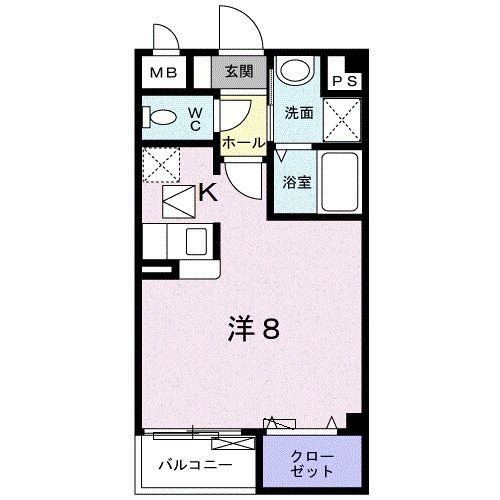 パレット法蓮(1K/1階)の間取り写真
