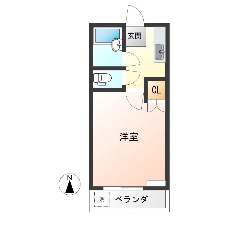 メゾングローバル鶴田(1K/1階)の間取り写真