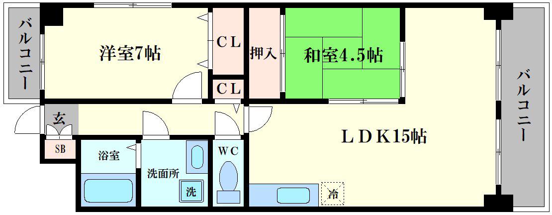 メゾンハートランド(2LDK/2階)の間取り写真