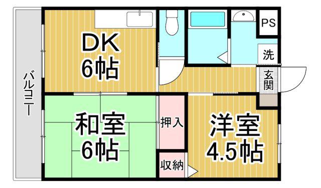 ホワイトハイツ(2DK/2階)の間取り写真