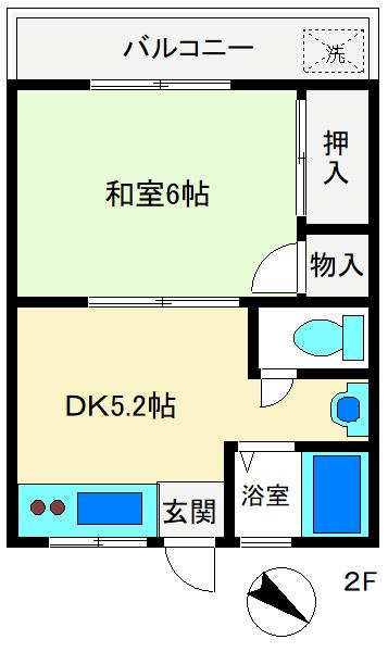 S-1196(1DK/2階)の間取り写真