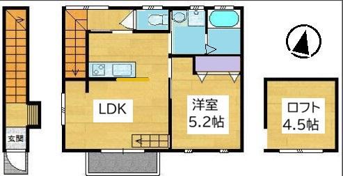 築6年デザイナーズアパート(1SLDK/2階)の間取り写真