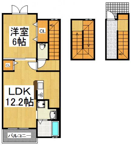 コモド ヨシーズ(1LDK/3階)の間取り写真