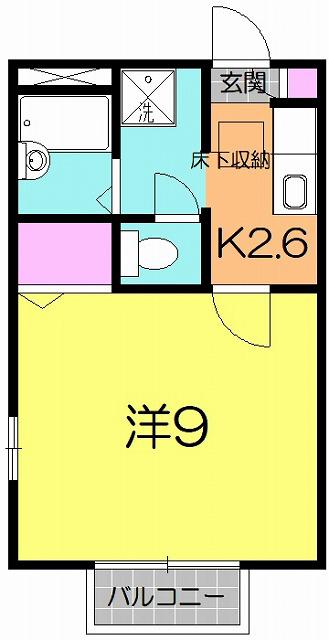 フローラコート(1K/1階)の間取り写真