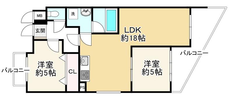 ビバリーハウス青谷弐番館(2LDK/3階)の間取り写真